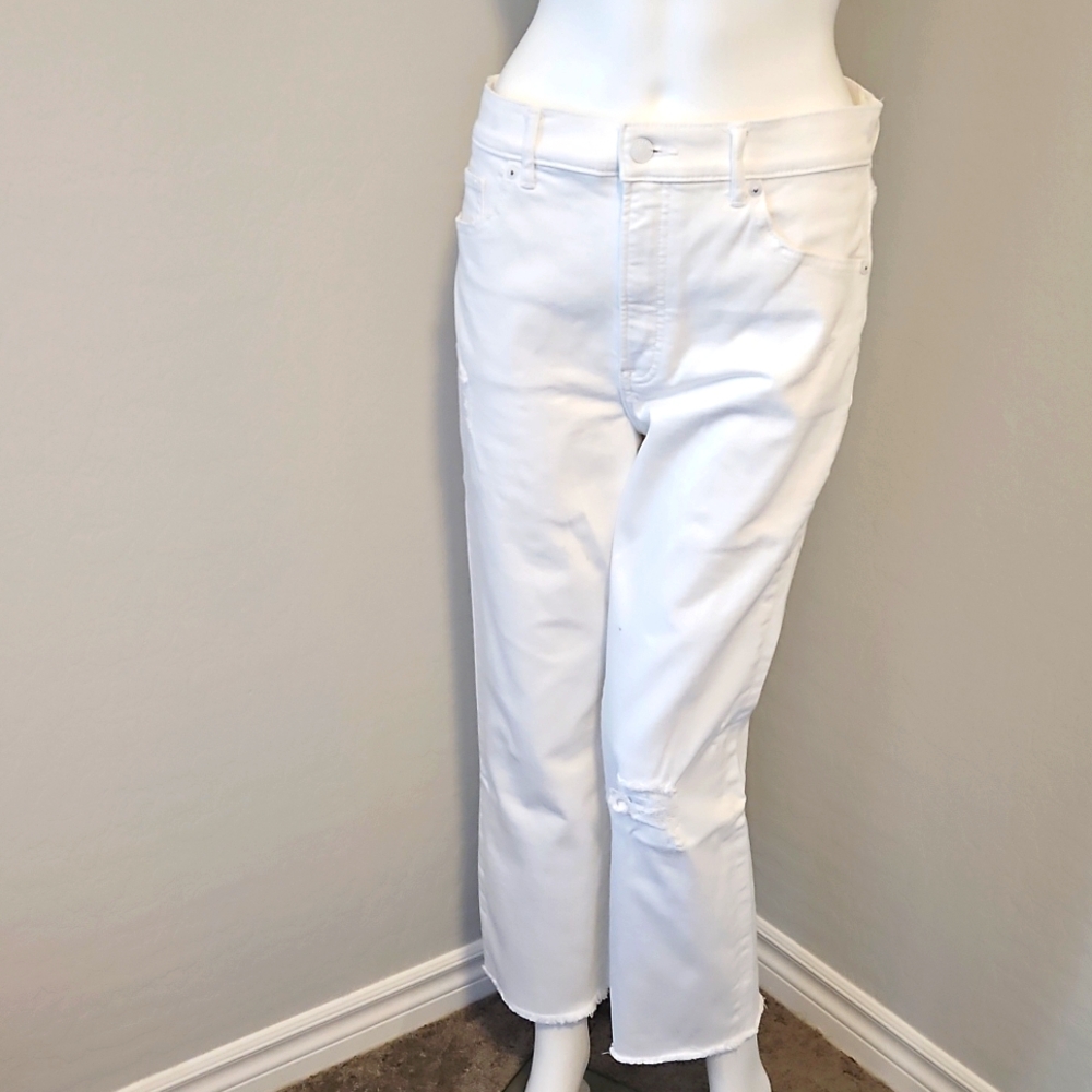 Express white denim cropped jeans